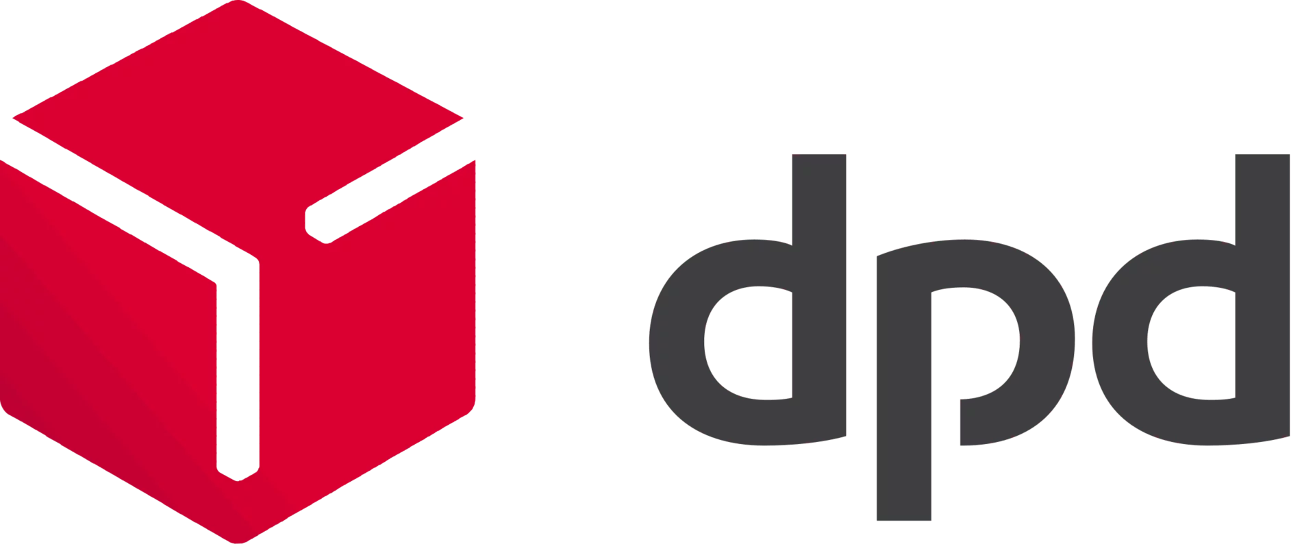 Logo logistické společnosti DPD, červený symbol balíku vedle textu, zaměřené na doručování zásilek.