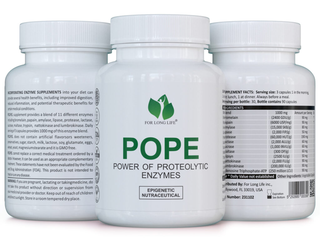 Balíček 3x POWER OF PROTEOLYTIC ENZYMES 12 enzymů + lumbrokináza nattokináza ATP 90 kapslí 60 dní